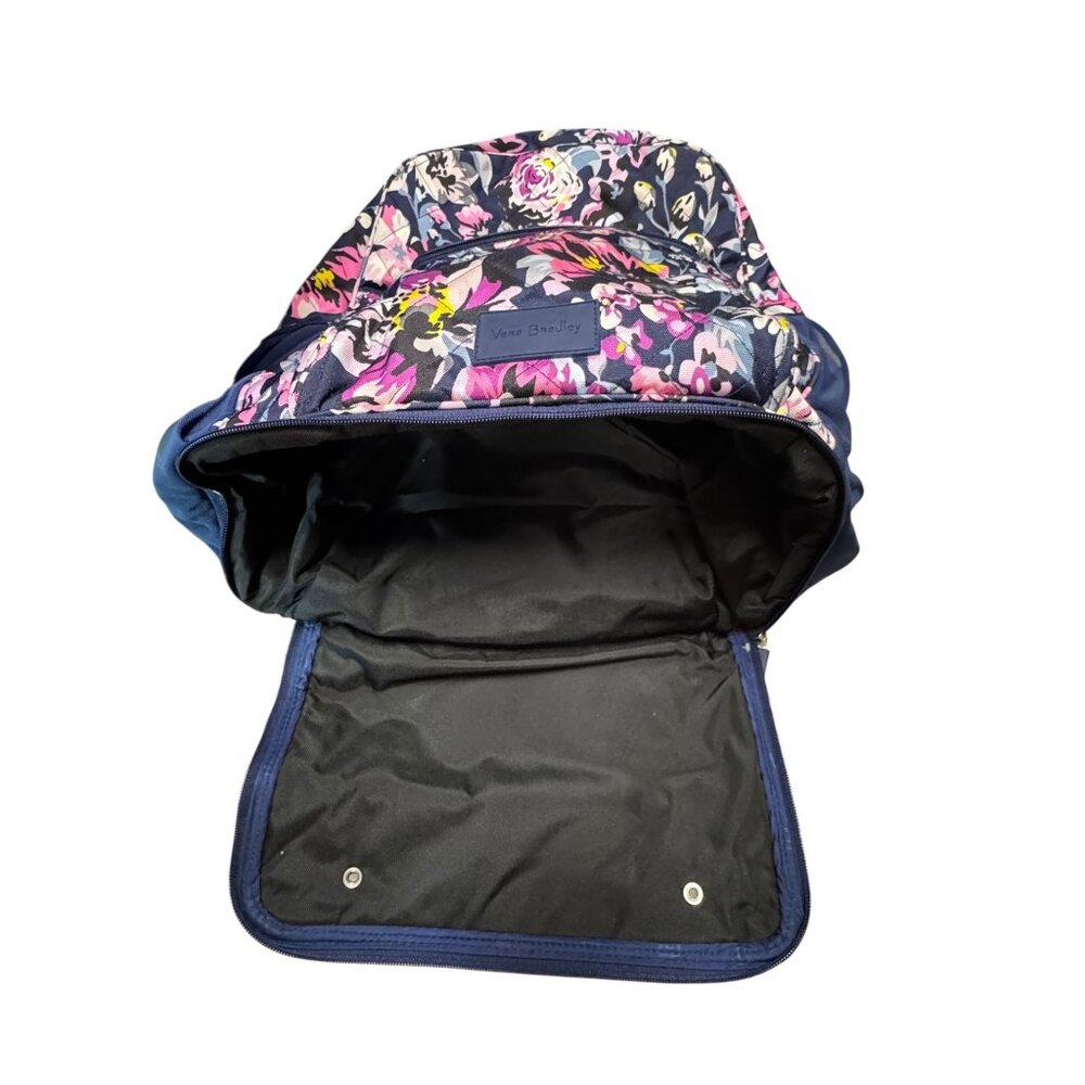 Vera Bradley Floral XL Backpack Navy & Pink With Multiple Compartments - Picture 8 of 11